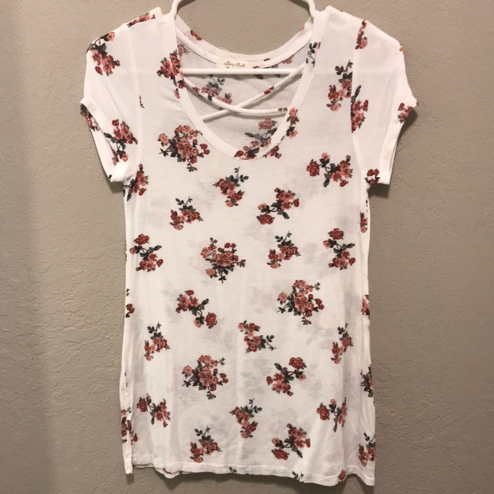 Ultra Flirt Super Soft Floral Cross Tee